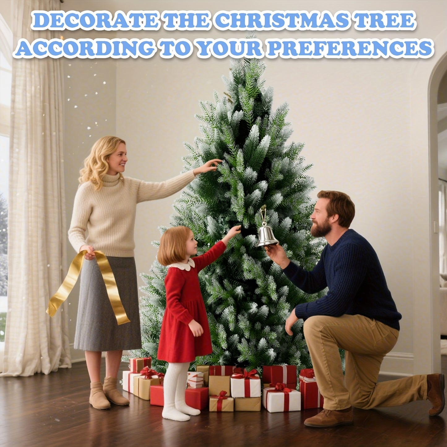 Großer künstlicher Weihnachtsbaum mit Holzfuß & Kunstschnee – perfekte Weihnachtsdeko für Haus & Büro 🎄❄️ 150/180/225cm