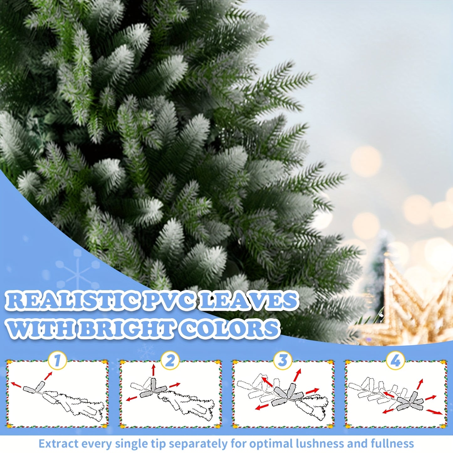 Großer künstlicher Weihnachtsbaum mit Holzfuß & Kunstschnee – perfekte Weihnachtsdeko für Haus & Büro 🎄❄️ 150/180/225cm
