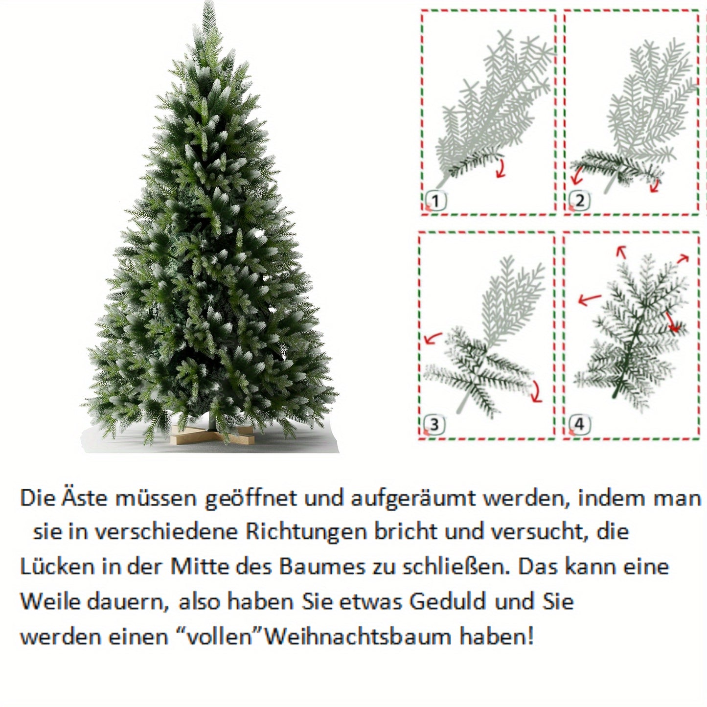 Verschneiter LED-Weihnachtsbaum 150–210 cm – künstliche Tanne mit Holzständer🎅🎄