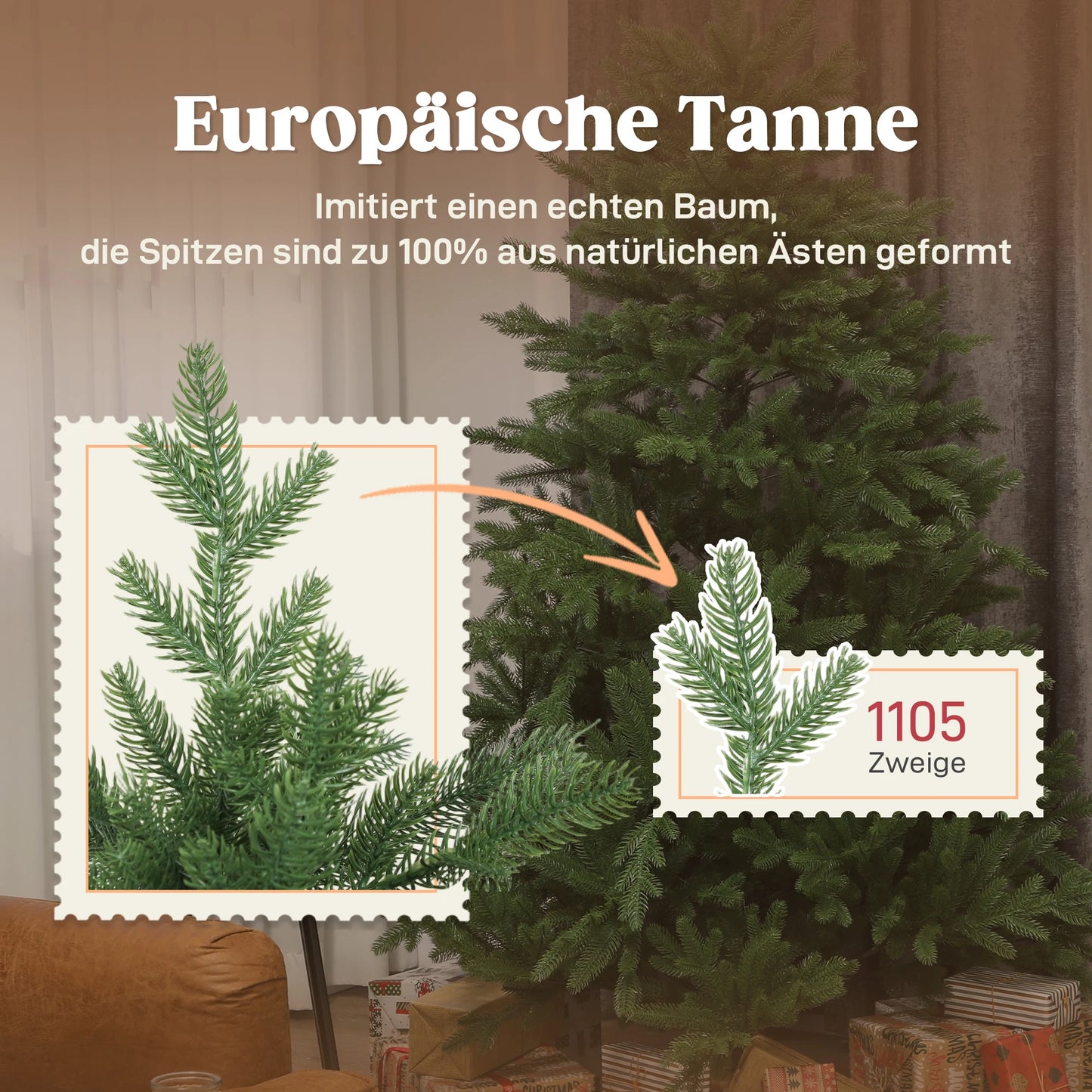 Künstlicher Weihnachtsbaum 🎄 in edlem Nordmanntannen-Look – sattes Grün & stabiler Standfuß für echte Festtagsstimmung!