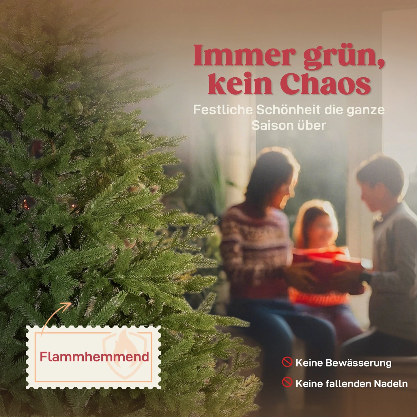 Künstlicher Weihnachtsbaum 🎄 in edlem Nordmanntannen-Look – sattes Grün & stabiler Standfuß für echte Festtagsstimmung!