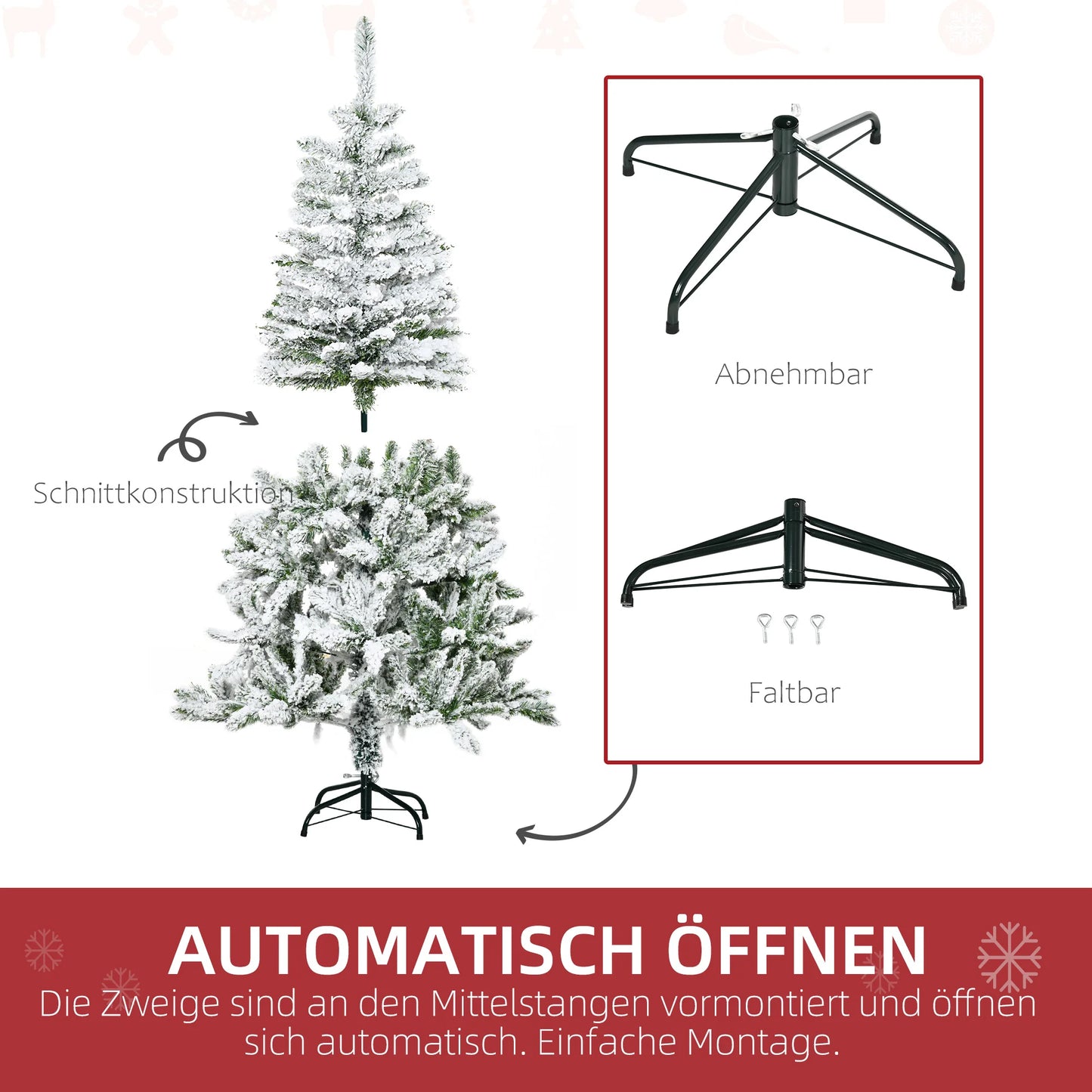 Wunderschöner Weihnachtsbaum 🎄 In 2 Größen mit edler Schnee-Optik – für festliche Winterstimmung in jedem Raum!