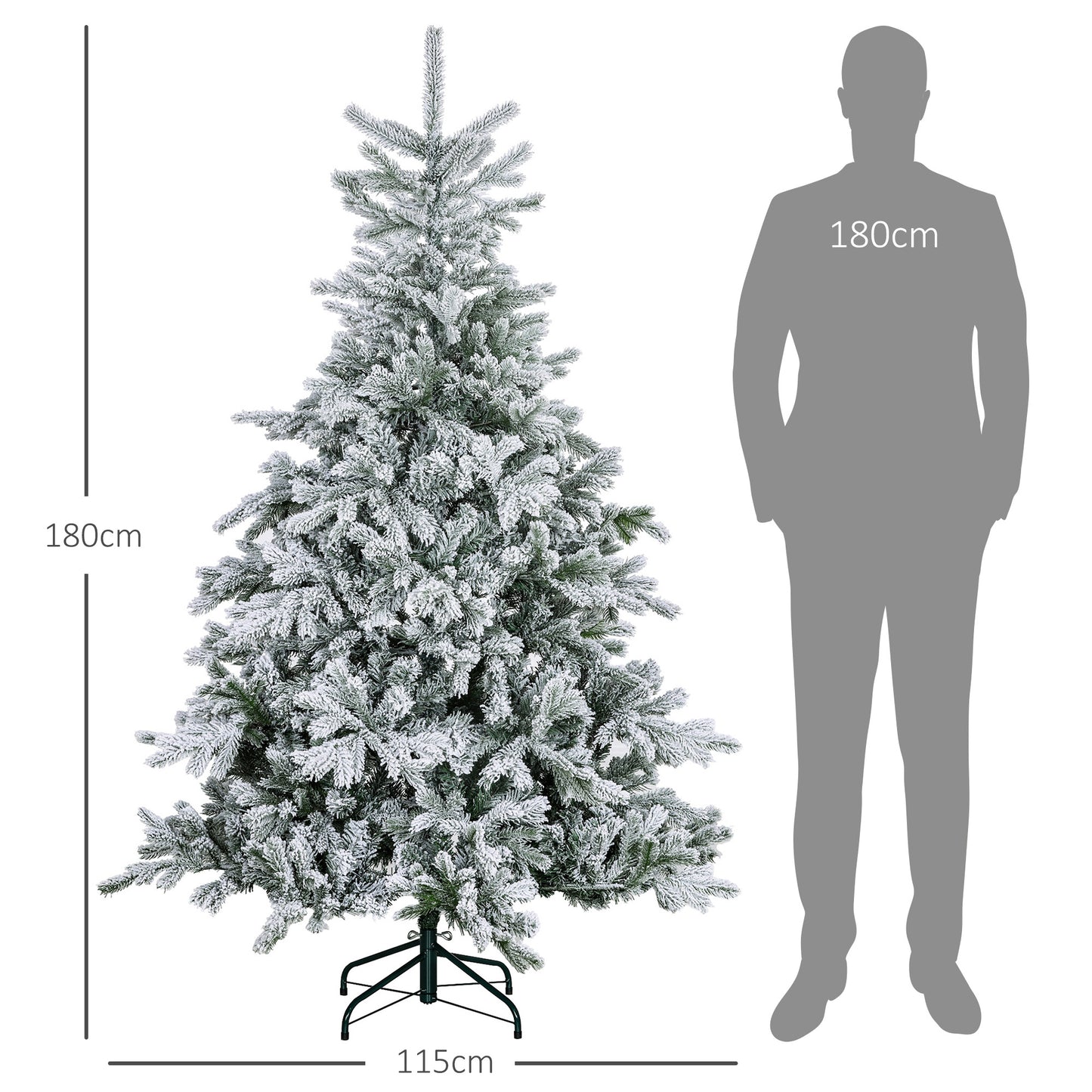 Weihnachtsbaum 180 cm 🎄 Mit 1321 Zweigen & Schnee-Style – üppiger, realistischer Baum für festliche Winterstimmung!