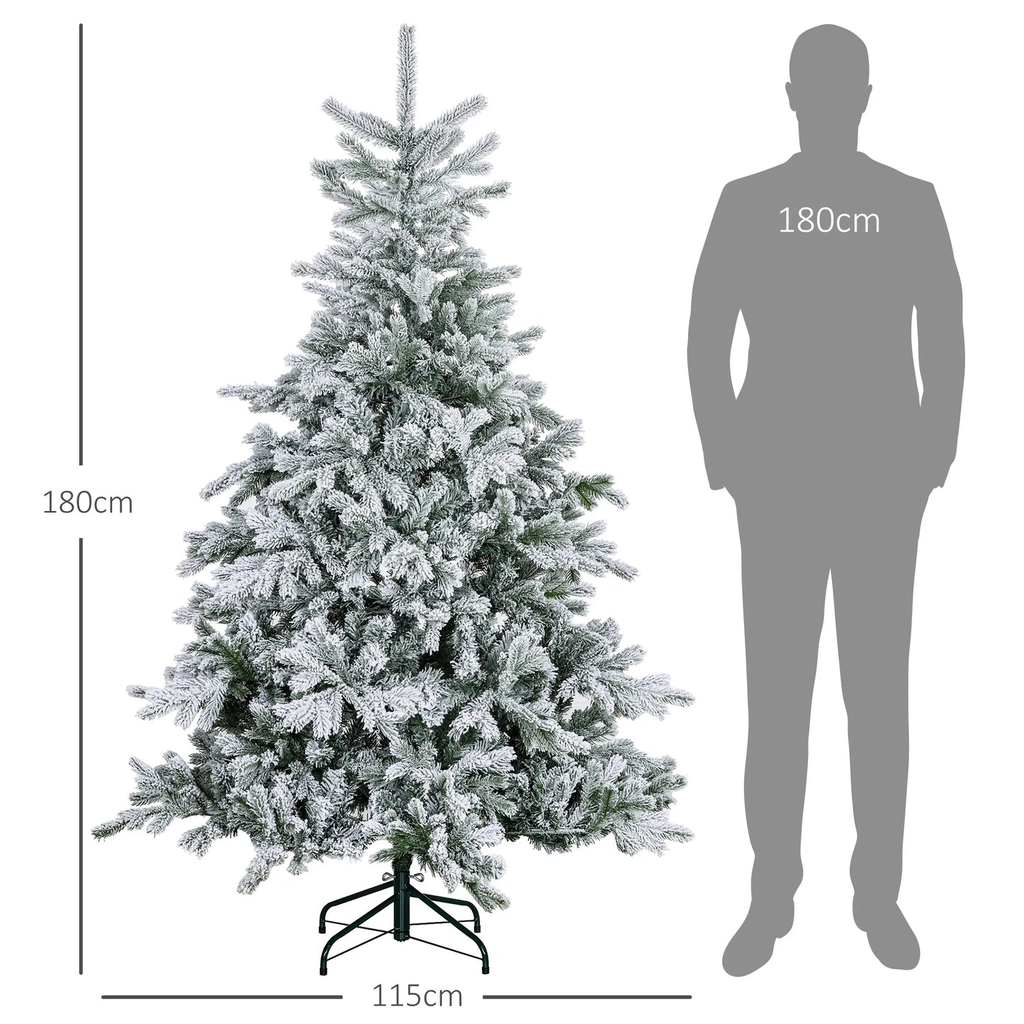 Weihnachtsbaum 180 cm 🎄 Mit 1321 Zweigen & Schnee-Style – üppiger, realistischer Baum für festliche Winterstimmung!