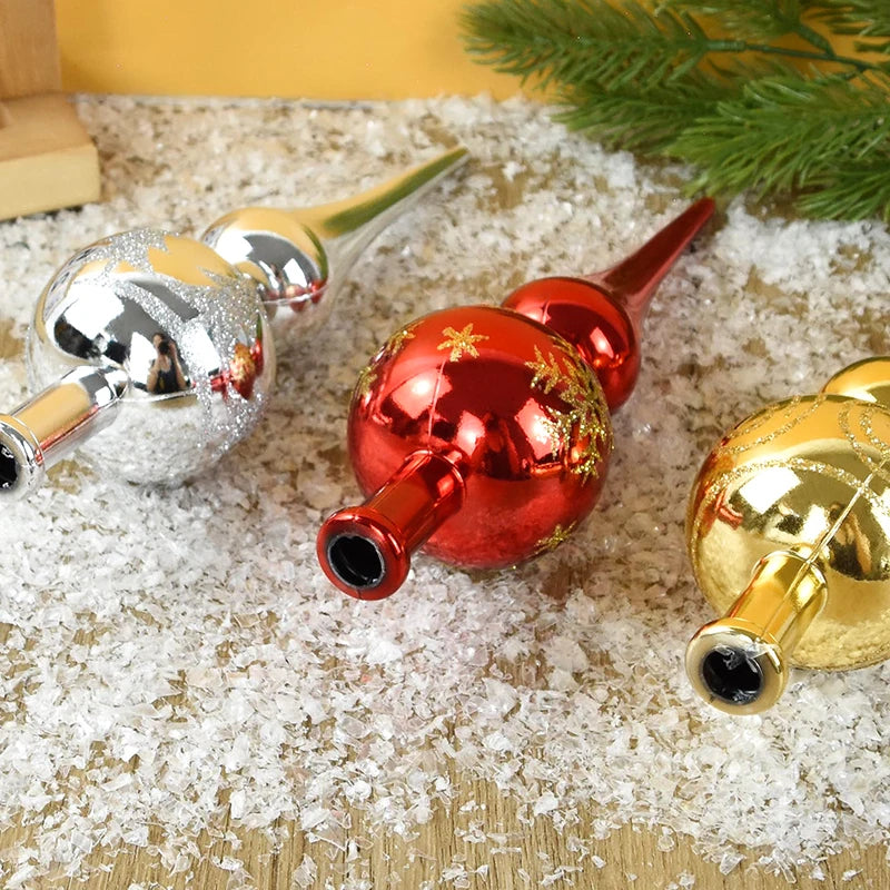Glänzende Baumspitze ✨ 23 cm Krone für deinen Weihnachtsbaum – edles Design in 3 festlichen Farben erhältlich!