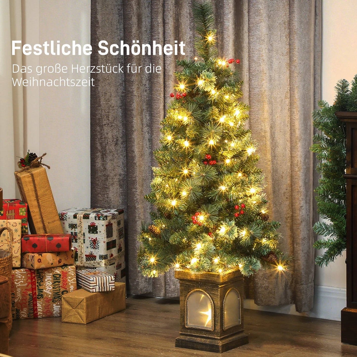 Weihnachtsbaum 120 cm 🎄 Mit 100 LED-Lichtern – zauberhafte Beleuchtung für festliche Stimmung zu Hause!