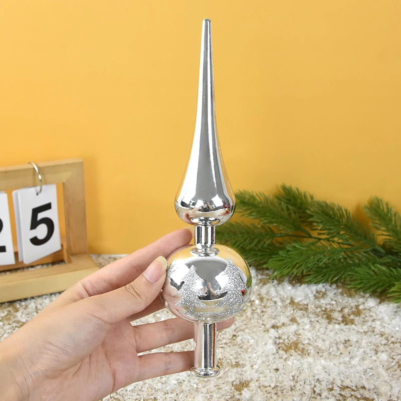 Glänzende Baumspitze ✨ 23 cm Krone für deinen Weihnachtsbaum – edles Design in 3 festlichen Farben erhältlich!