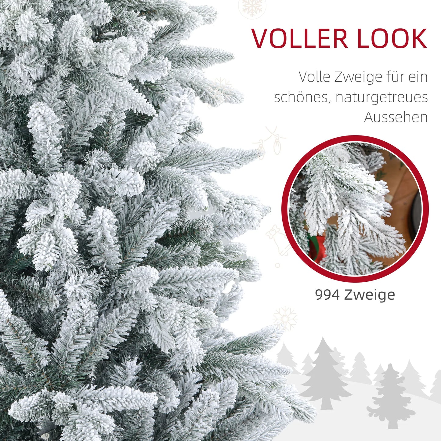 Weihnachtsbaum 180 cm 🎄 Mit 1321 Zweigen & Schnee-Style – üppiger, realistischer Baum für festliche Winterstimmung!