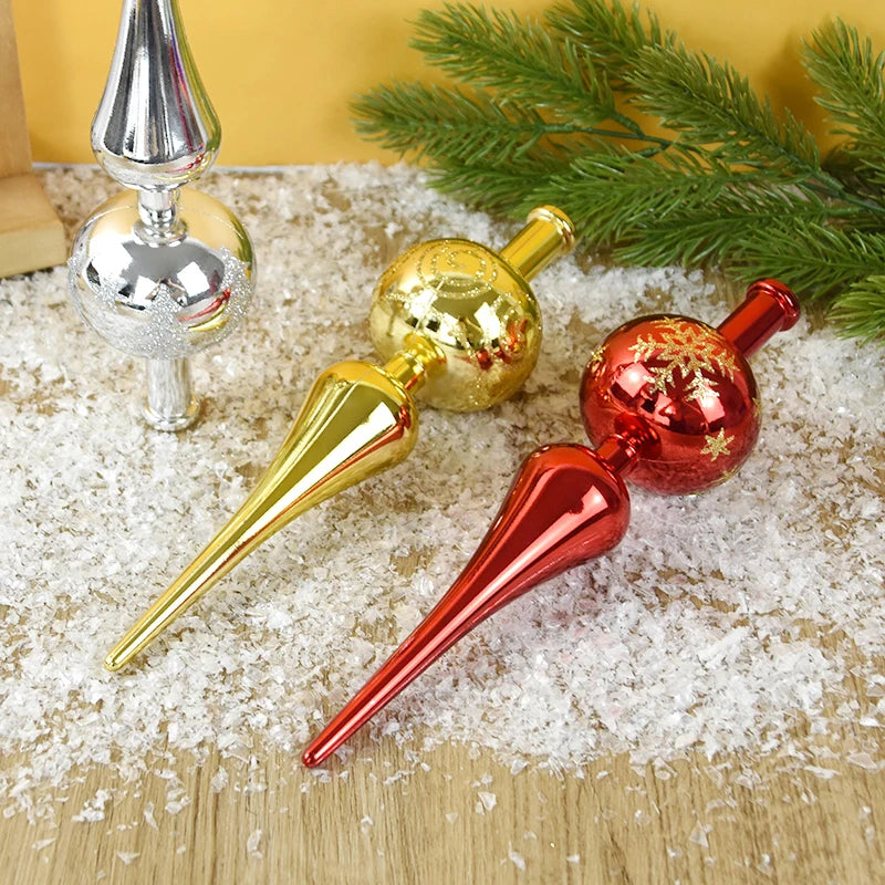 Glänzende Baumspitze ✨ 23 cm Krone für deinen Weihnachtsbaum – edles Design in 3 festlichen Farben erhältlich!