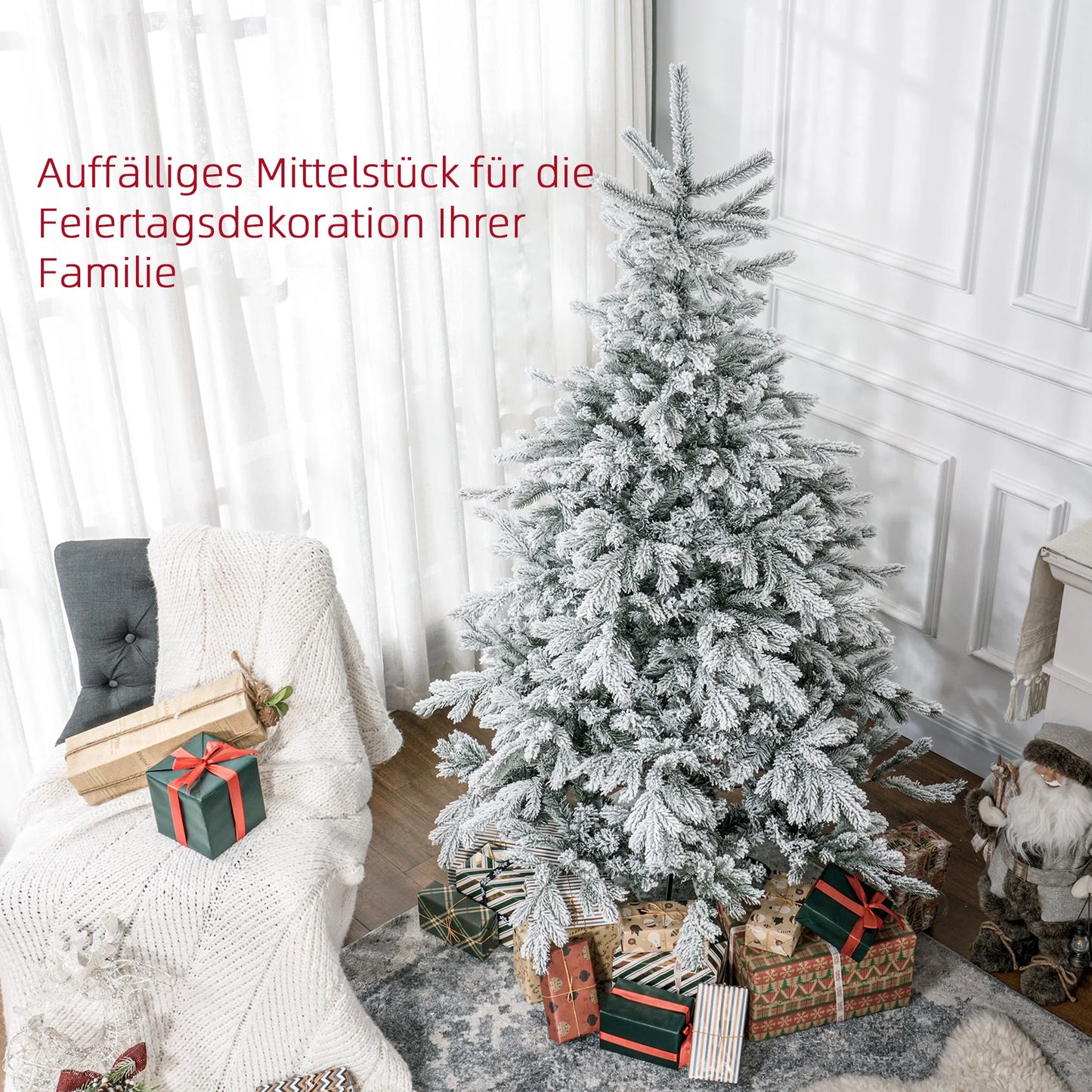 Weihnachtsbaum 180 cm 🎄 Mit 1321 Zweigen & Schnee-Style – üppiger, realistischer Baum für festliche Winterstimmung!