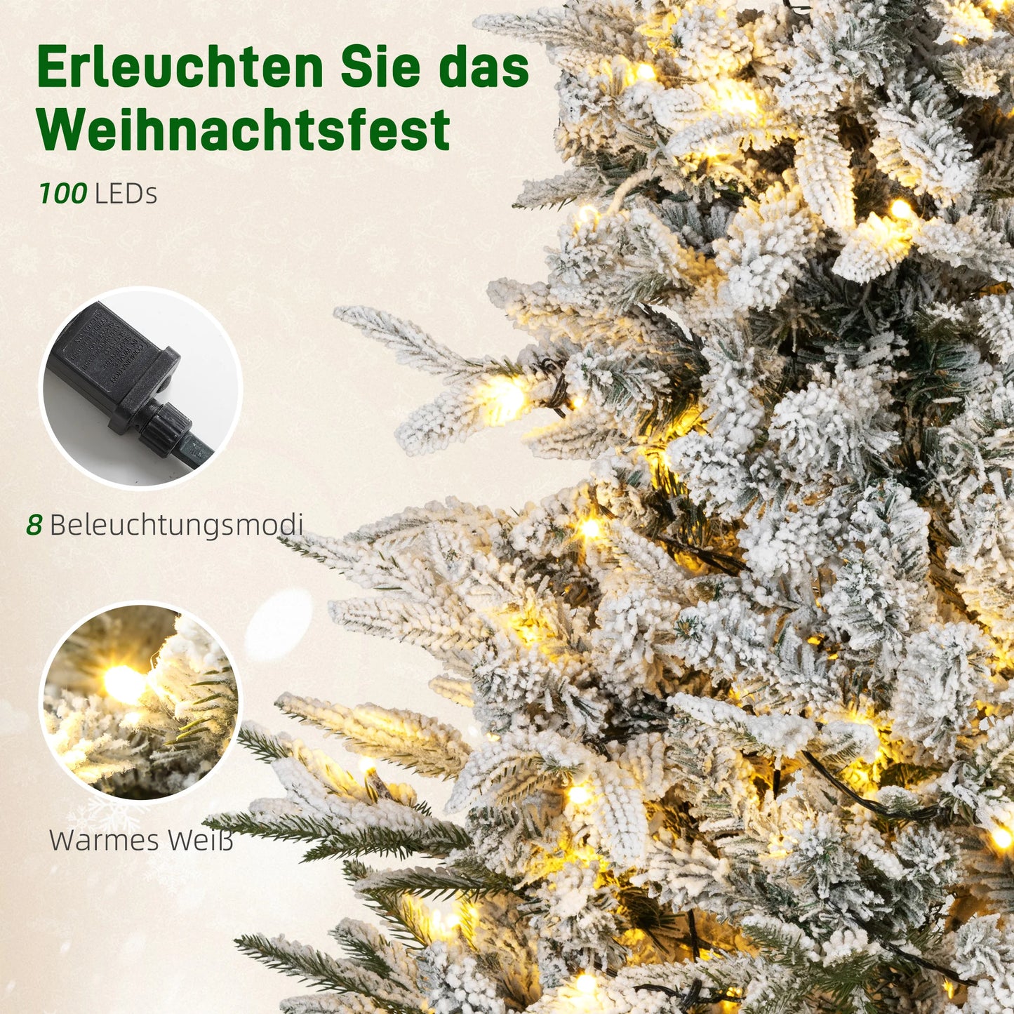 Weihnachtsbaum 120 cm 🎄 Mit Schnee-Look & integrierten LED-Lichtern – zauberhafte Winterstimmung garantiert!