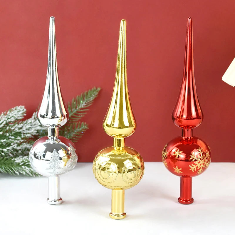 Glänzende Baumspitze ✨ 23 cm Krone für deinen Weihnachtsbaum – edles Design in 3 festlichen Farben erhältlich!