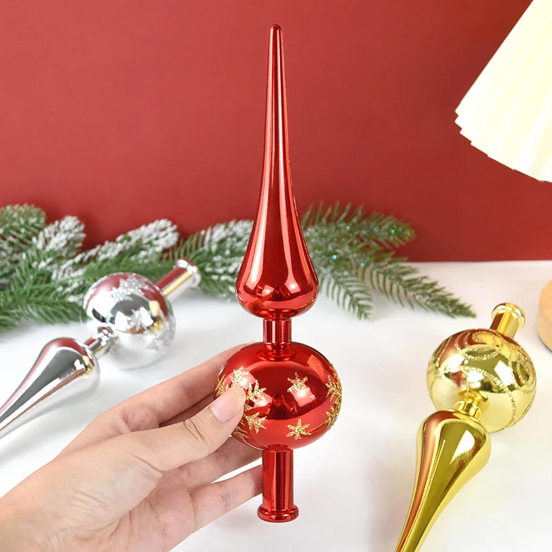 Glänzende Baumspitze ✨ 23 cm Krone für deinen Weihnachtsbaum – edles Design in 3 festlichen Farben erhältlich!
