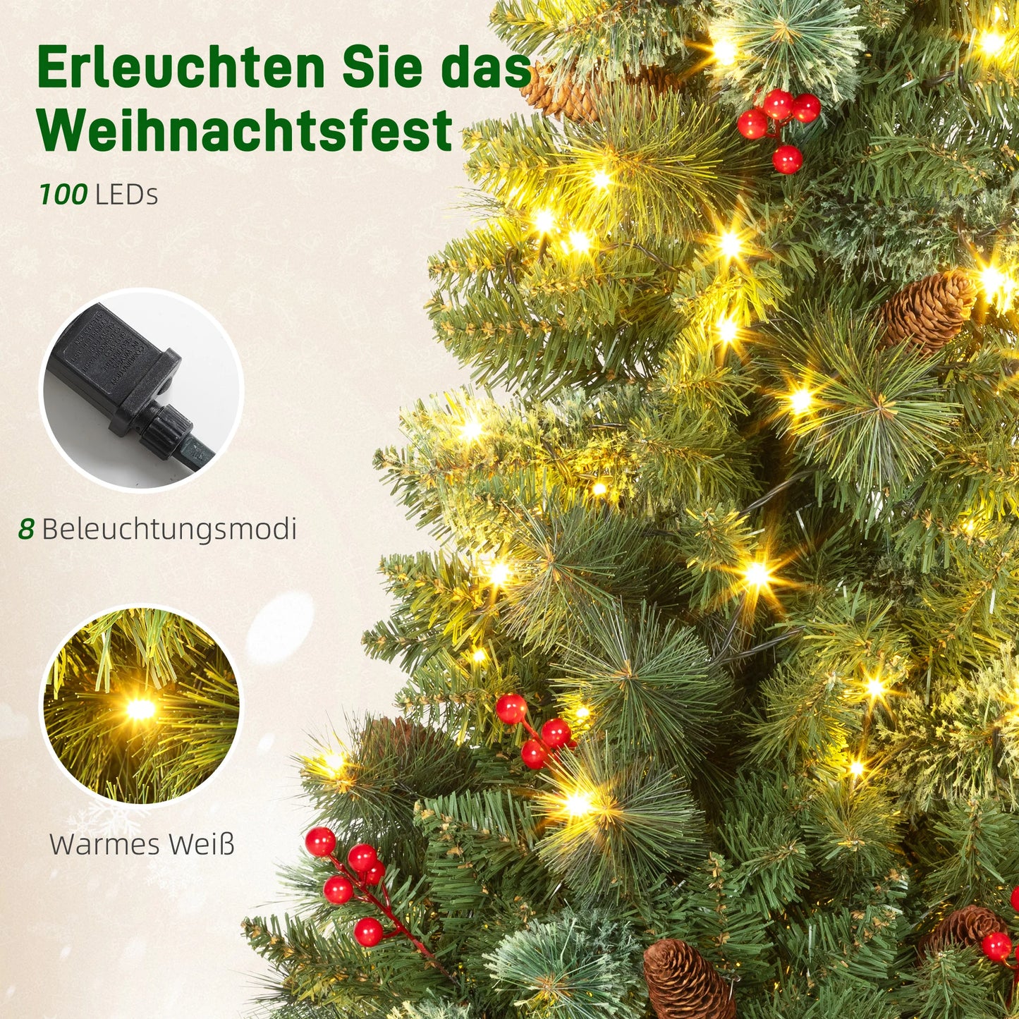 Weihnachtsbaum 120 cm 🎄 Mit 100 LED-Lichtern – zauberhafte Beleuchtung für festliche Stimmung zu Hause!