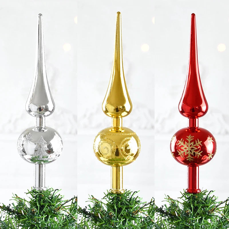 Glänzende Baumspitze ✨ 23 cm Krone für deinen Weihnachtsbaum – edles Design in 3 festlichen Farben erhältlich!