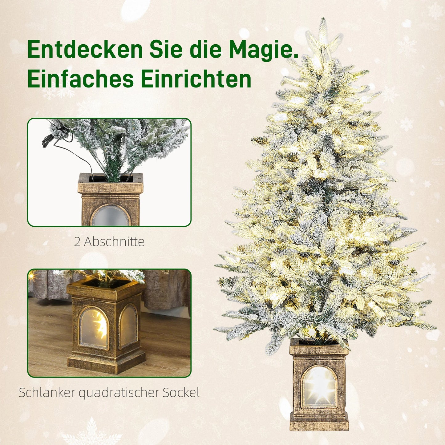 Weihnachtsbaum 120 cm 🎄 Mit Schnee-Look & integrierten LED-Lichtern – zauberhafte Winterstimmung garantiert!