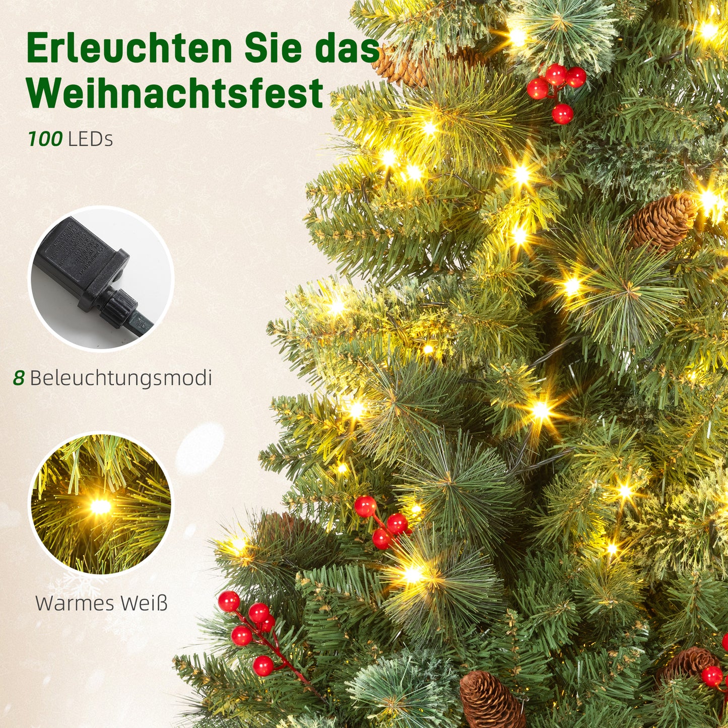 Weihnachtsbaum 120 cm 🎄 Mit 100 LED-Lichtern – zauberhafte Beleuchtung für festliche Stimmung zu Hause!