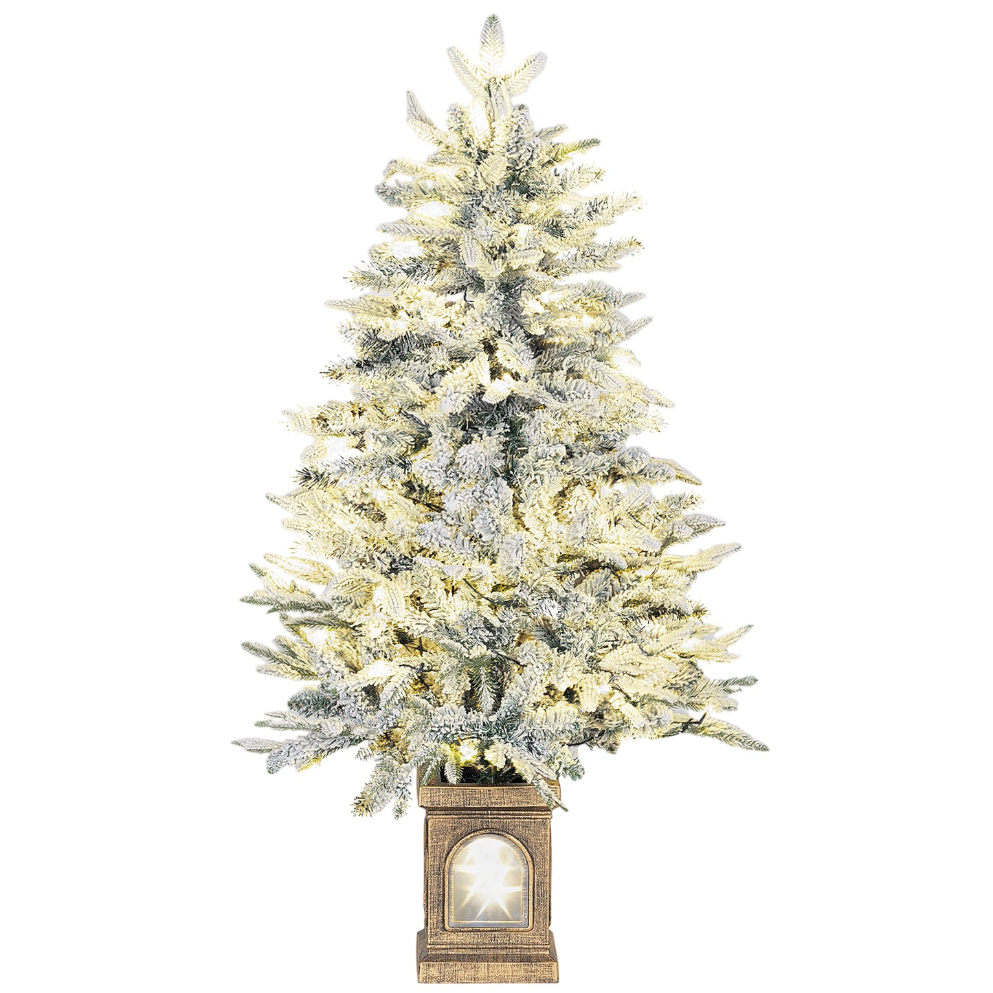 Weihnachtsbaum 120 cm 🎄 Mit Schnee-Look & integrierten LED-Lichtern – zauberhafte Winterstimmung garantiert!
