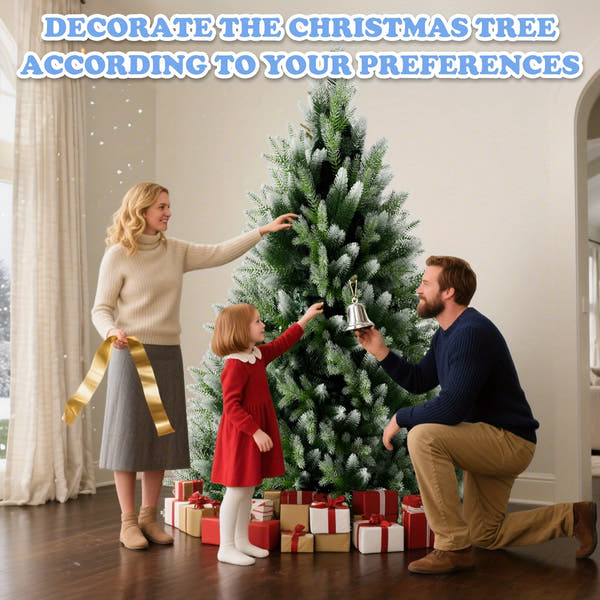 Großer künstlicher Weihnachtsbaum mit Holzfuß & Kunstschnee – perfekte Weihnachtsdeko für Haus & Büro 🎄❄️ 150/180/225cm