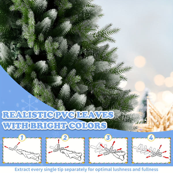 Großer künstlicher Weihnachtsbaum mit Holzfuß & Kunstschnee – perfekte Weihnachtsdeko für Haus & Büro 🎄❄️ 150/180/225cm