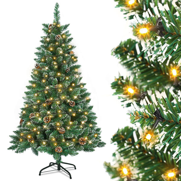 Künstlicher Weihnachtsbaum mit IP44-LEDs & Schneeeffekt – realistischer PVC-Baum mit Metallständer und Lichter🎄💡 120-240cm
