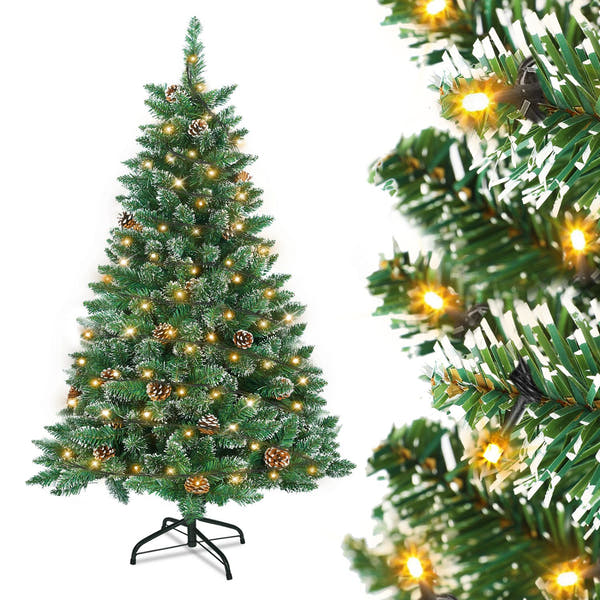 Künstlicher Weihnachtsbaum mit IP44-LEDs & Schneeeffekt – realistischer PVC-Baum mit Metallständer und Lichter🎄💡 120-240cm