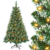 Künstlicher Weihnachtsbaum mit IP44-LEDs & Schneeeffekt – realistischer PVC-Baum mit Metallständer und Lichter🎄💡 120-240cm