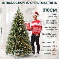 Verschneiter LED-Weihnachtsbaum 150–210 cm – künstliche Tanne mit Holzständer🎅🎄