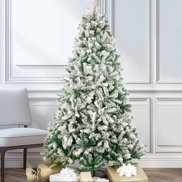 Weihnachtsbaum 180cm mit 1106 Zweigen, Schnee-Look und Metall Ständer für festen Stand