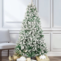 Weihnachtsbaum 180cm mit 1106 Zweigen, Schnee-Look und Metall Ständer für festen Stand