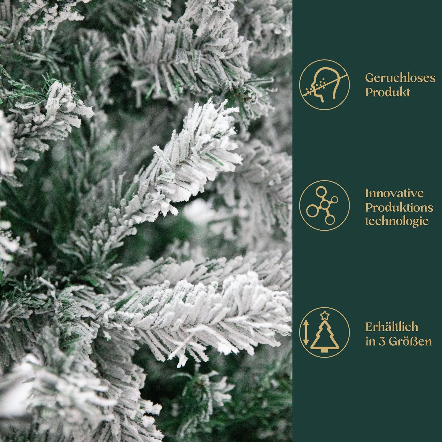 Weihnachtsbaum 180cm mit 1106 Zweigen, Schnee-Look und Metall Ständer für festen Stand