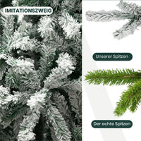 Weihnachtsbaum 180cm mit 1106 Zweigen, Schnee-Look und Metall Ständer für festen Stand