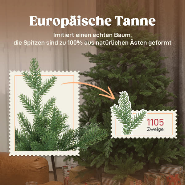 Künstlicher Weihnachtsbaum 🎄 in edlem Nordmanntannen-Look – sattes Grün & stabiler Standfuß für echte Festtagsstimmung!