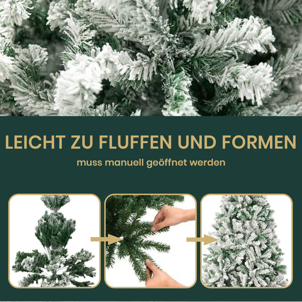 Weihnachtsbaum 180cm mit 1106 Zweigen, Schnee-Look und Metall Ständer für festen Stand