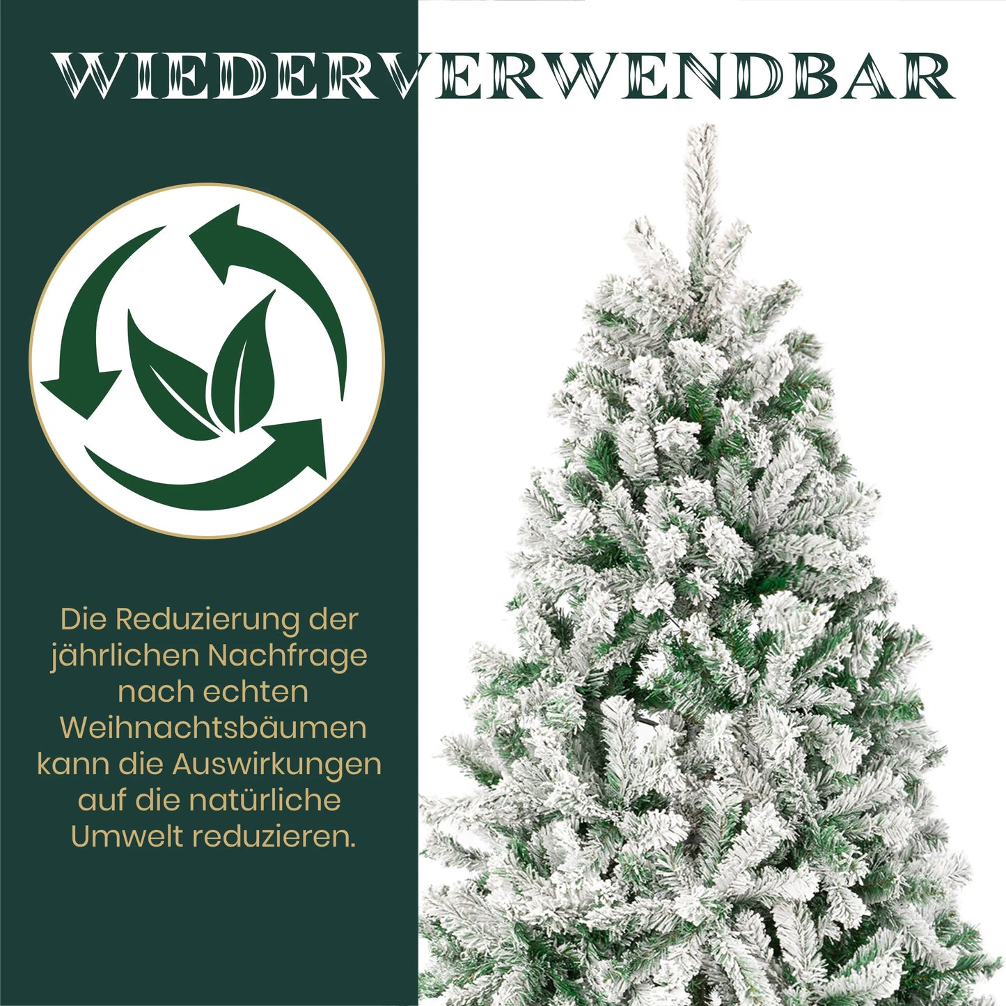 Weihnachtsbaum 180cm mit 1106 Zweigen, Schnee-Look und Metall Ständer für festen Stand