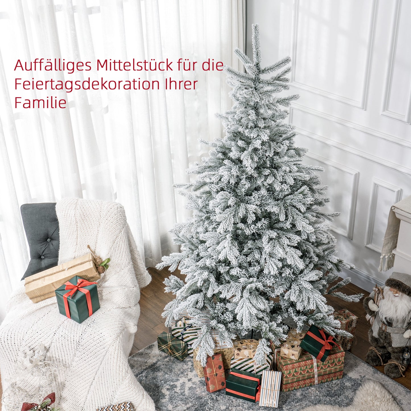 Weihnachtsbaum 180 cm 🎄 Mit 1321 Zweigen & Schnee-Style – üppiger, realistischer Baum für festliche Winterstimmung!