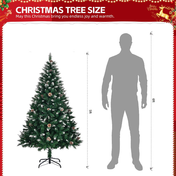 Weihnachtsbaum 150 cm 🎄 Realistischer Look mit 420 PVC-Zweigen & Schnee-Style – perfekte festliche Deko für Zuhause!