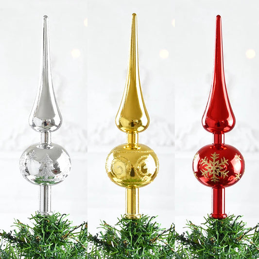 Glänzende Baumspitze ✨ 23 cm Krone für deinen Weihnachtsbaum – edles Design in 3 festlichen Farben erhältlich!