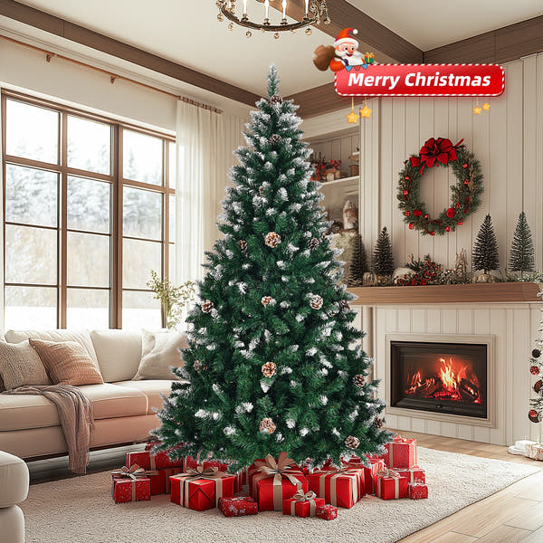 Weihnachtsbaum 150 cm 🎄 Realistischer Look mit 420 PVC-Zweigen & Schnee-Style – perfekte festliche Deko für Zuhause!
