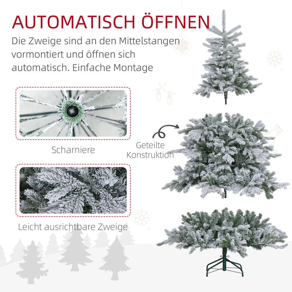 Weihnachtsbaum 180 cm 🎄 Mit 1321 Zweigen & Schnee-Style – üppiger, realistischer Baum für festliche Winterstimmung!