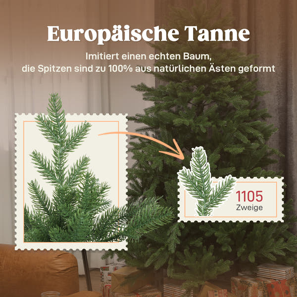 Künstlicher Weihnachtsbaum 🎄 in edlem Nordmanntannen-Look – sattes Grün & stabiler Standfuß für echte Festtagsstimmung!