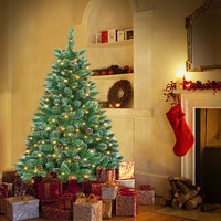 Künstlicher Weihnachtsbaum mit IP44-LEDs & Schneeeffekt – realistischer PVC-Baum mit Metallständer und Lichter🎄💡 120-240cm