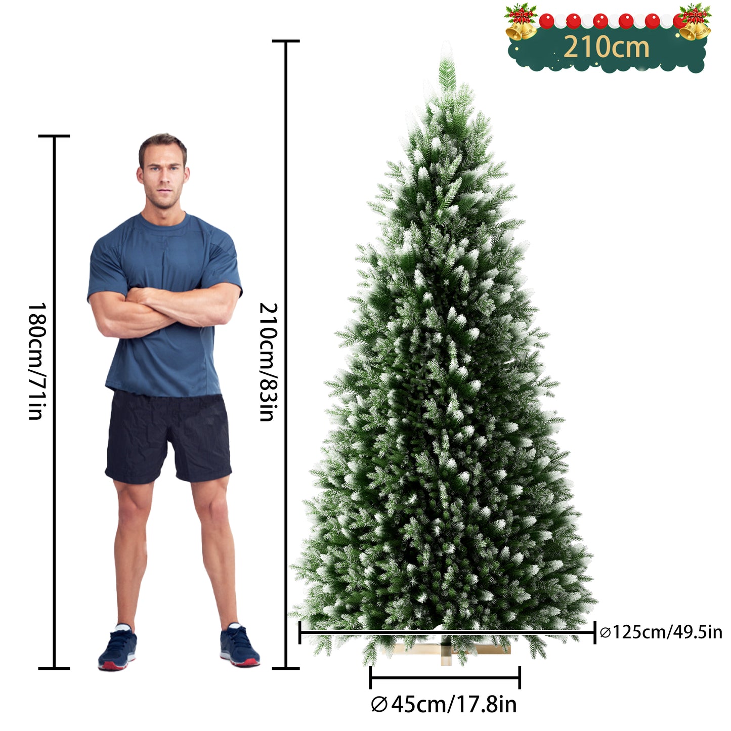 Künstlicher Deko-Baum mit Schnee & Kiefernzapfen – edler Weihnachtsbaum für festliche Stimmung 15/180/210cm