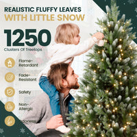Verschneiter LED-Weihnachtsbaum 150–210 cm – künstliche Tanne mit Holzständer🎅🎄