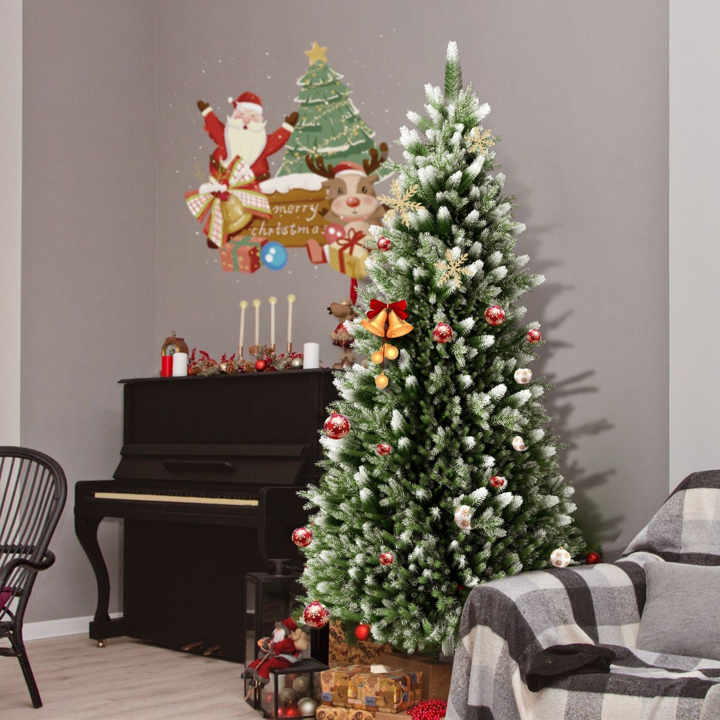 Künstlicher Deko-Baum mit Schnee & Kiefernzapfen – edler Weihnachtsbaum für festliche Stimmung 15/180/210cm