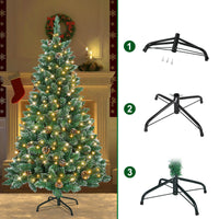 Künstlicher Weihnachtsbaum mit IP44-LEDs & Schneeeffekt – realistischer PVC-Baum mit Metallständer und Lichter🎄💡 120-240cm