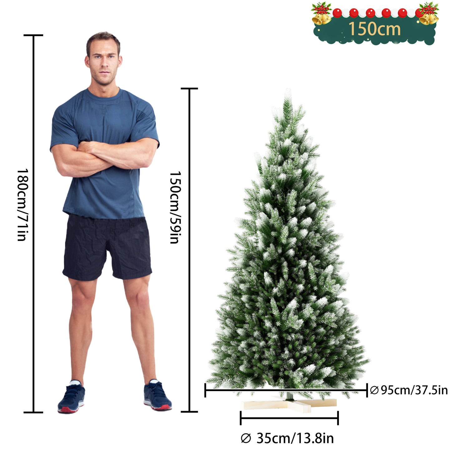 Künstlicher Deko-Baum mit Schnee & Kiefernzapfen – edler Weihnachtsbaum für festliche Stimmung 15/180/210cm