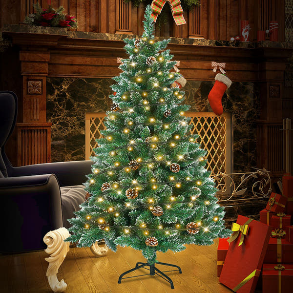 Künstlicher Weihnachtsbaum mit IP44-LEDs & Schneeeffekt – realistischer PVC-Baum mit Metallständer und Lichter🎄💡 120-240cm