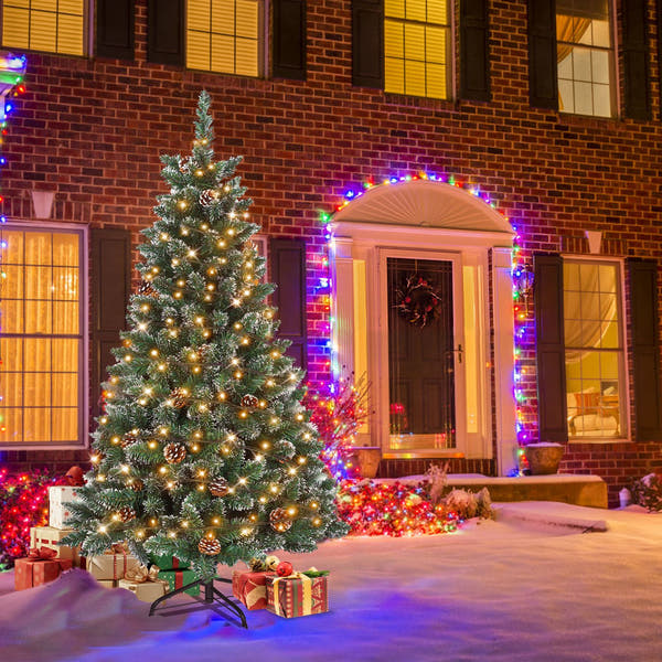 Künstlicher Weihnachtsbaum mit IP44-LEDs & Schneeeffekt – realistischer PVC-Baum mit Metallständer und Lichter🎄💡 120-240cm